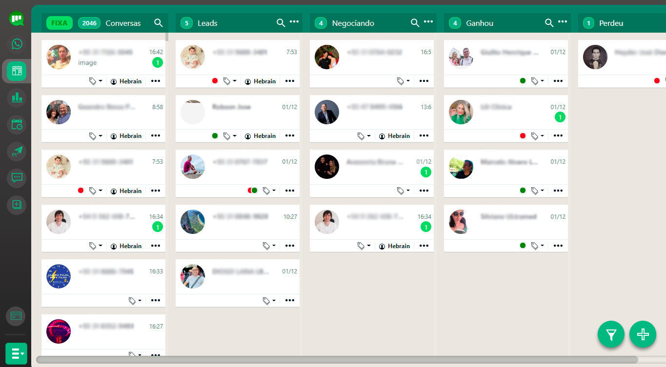 CRM Kanban da waLeads dentro do WhatsApp Web