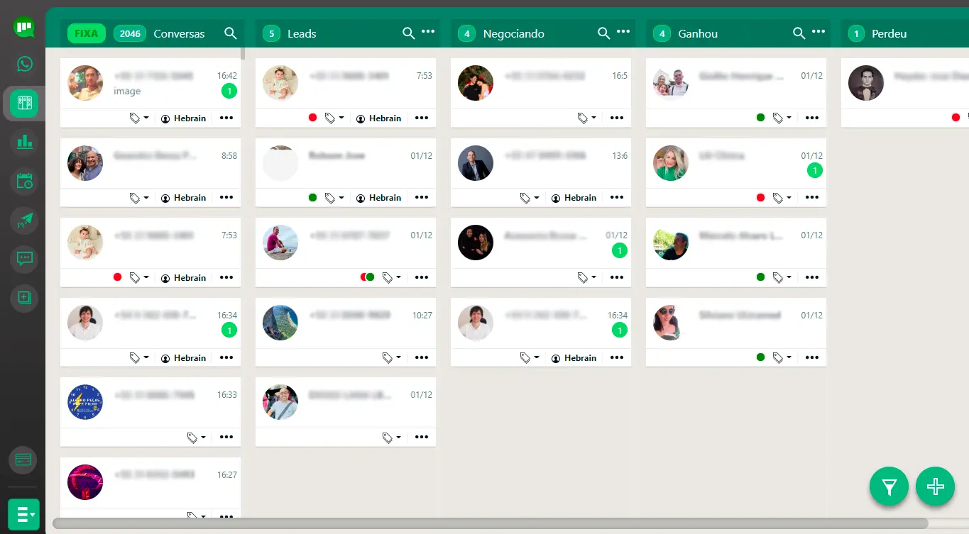CRM Kanban da waLeads dentro do WhatsApp Web