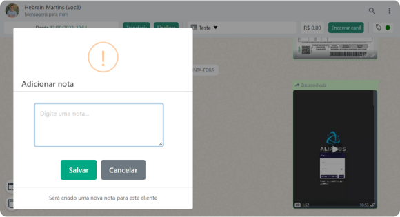 Adicionar nota a um contato na waLeads